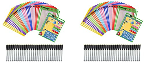 Speesy 60Dry Erase Pockets Pockets Perfekte Organisation Im Klassenzimmer Wiederverwendbare Dry Erase Pockets Unterrichtsmaterial