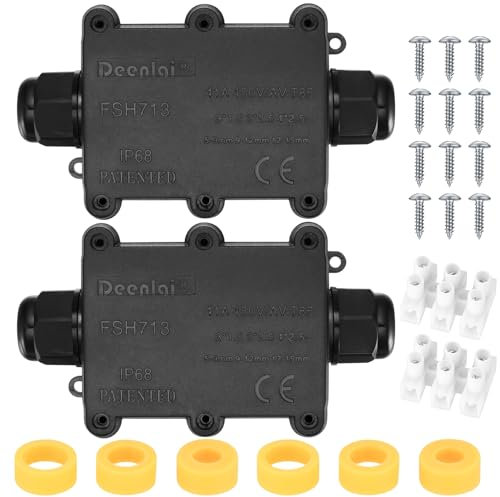 2 Pièces Boite de Derivation Etanche Exterieur, Boite Etanche Electrique Exterieur, Boîte de Jonction étanche IP68, 2 Voies Connecteurs Boîtier Électrique Extérieur Ø 5 mm-15 mm