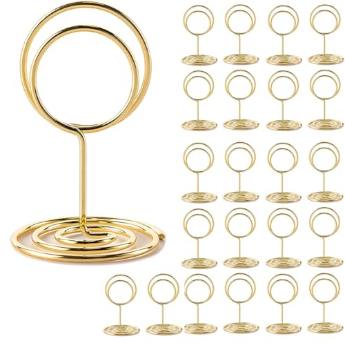 22 Stück Tischnummernhalter Metall, Platzkartenhalter Memohalter, Hochzeit Gold Kartenhalter, Mini-Tischnummernhalter, Runder Gold Namenskarten, für Hochzeitsfeier, Jahrestag, Abschlussfeier