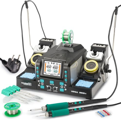 YIHUA 982D-II 2-EN-1 Estación de Soldadura Digital de Precisión Soldador estaño con soldadores de precisión C210 y C245, Calibración Automática, Pantalla Adaptativa, Calentamiento Rápido