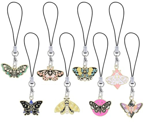 BEEFLYING 8 Stück süße Handyanhänger Kawaii Gothic-Katzen-Charms-Riemen ästhetische Y2K-Handyanhänger Zubehör für Tasche Schlüsselanhänger Airpods Kamera Geldbörse Dekor