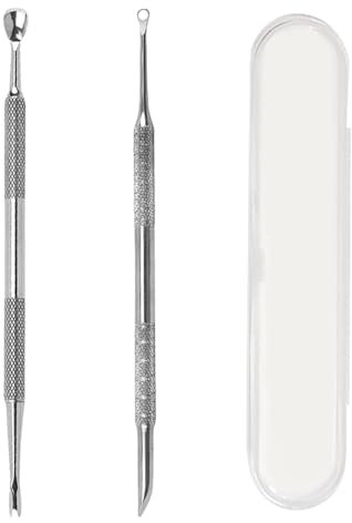 Bastoncini Per Cuticole Da 2 Pezzi, Scatola Di Plastica Trasparente Da 1 Pezzo, Spingi Cuticole In Acciaio Inossidabile, Spingi Cuticole, Bastoncini Per Cuticole 2 In 1