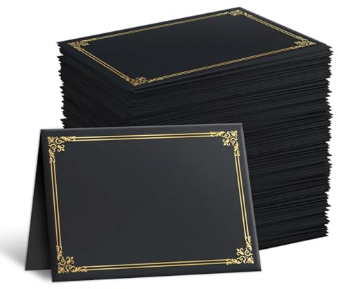 30 Packs Certificate Covers,Black Cardboard Diploma Cover,Certificate Holders Gold Foil Border,for Letter Size 8.5 x 11 Inch Awards and Certificates