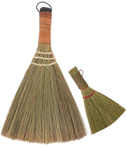 Yardwe 2stücke Miniatur-handbesen Aus Naturgras Für Haushalt Und Innenbereich Kompakt Und Tragbar Für Schreibtisch Arbeitsplatte Und Küche Effektives Fegen Und Reinigen Ohne Kratzer