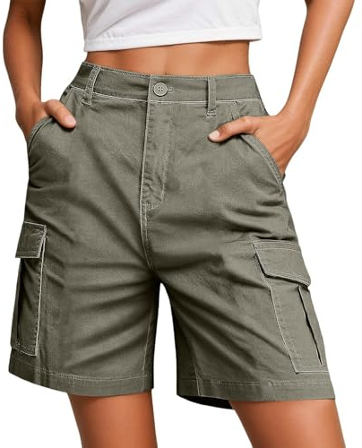Générique Short Femme Ete Jean Shorts ermuda Lger - De Randone Cargo Impermale Schage Rapide avec Poches Zippes pour Camping en t Gris L