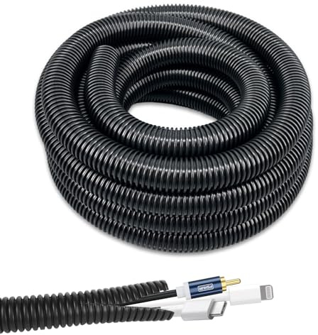 Kabelslang svart, flexibel kabelkanal och skyddsslangkabel för TV, PC, hus, kontor och trädgård – kabelhantering, hundsäker, UV-beständig, böjsäker (18,5 mm x 3 m)