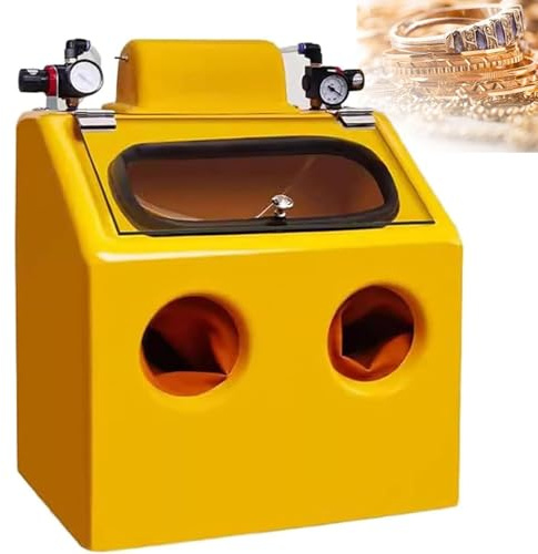 Sandblasting Cabinet for Jewelry, Professional LED Sandblasting Machine with Double Air Pressure Valve and Adjustable Air Pressure