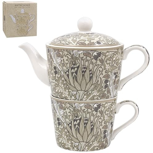 The Leonardo Collection William Morris Christmas Artichoke Tea for One – Festive Teapot and Cup Set with Elegant Seasonal Design, Decorative Gift for Tea Lovers and Stylish Holiday Kitchen Tableware