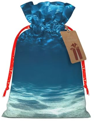 Ocean. Bolsas de regalo con cordón de Navidad con cordón, saco festivo de Navidad, fiesta de cumpleaños, embalaje de regalo