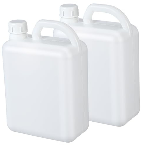 TOBBOMEY 2 Stück Kunststoffflasche mit Deckel Leichte Ergonomische Wasserkanister Vielseitig für Getränke Öl Wein Klebstoff Robust und Tragbar für Labor Pharma und Chemie Wiederverwendbar