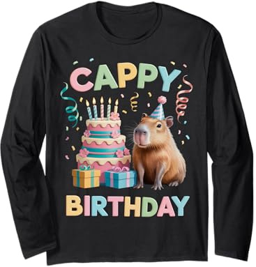 Lustiger Capybara-Geburtstags-Cappy Geburtstag für Mädchen Jungen Kinder Langarmshirt