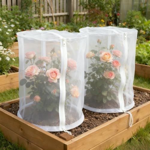 Confezione da 2 coperture riutilizzabili per piante a cupola con accesso a cerniera per proteggere pomodori, cetrioli e rose da insetti, uccelli e parassiti in giardini e aiuole rialzate (45 x 45 x 80