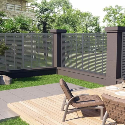 Kaloriko Valla de láminas de WPC, 180 x 180 cm, color gris, protección visual, protección contra el viento, duradera partición para terraza, jardín delantero, valla de plástico