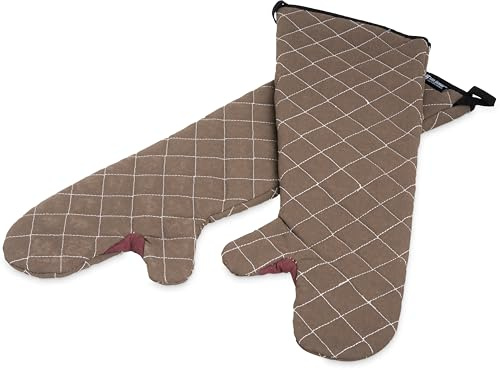 San Jamar 800FG24 BestGuard Commercial Heat Protection Up to 450° F Oven Mitts (Pair), 24 Length, Tan, 1 Count (Pack of 1)