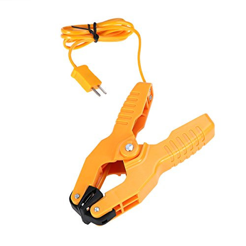 UEETEK HT-05 Pince Pince Thermomètre Clip Pince Température Mesure Plomb K-type Thermocouple -40-200C Sonde (Jaune)