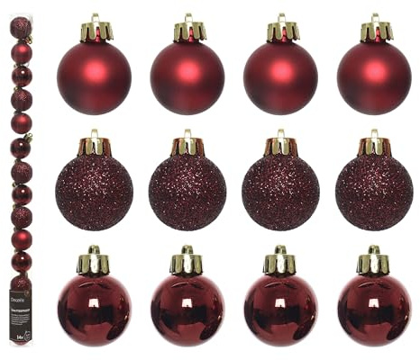 Kaemingk Christbaumkugeln Bordeaux 14 Kugeln 3 cm Weihnachtsdeko