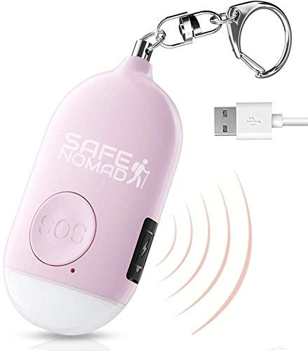 Safesound Personal Alarm for Women with LED Flashlight. Rechargeable, Waterproof, Pink, Small Police Approved Panic & Rape Alarm with Keyring for Students, Elderly, Girls & Kids