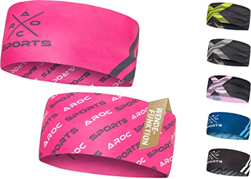 Fascia sportiva traspirante per uomo e donna – Fascia ad asciugatura rapida reversibile – Fascia leggera ed elastica antivento (rosa)