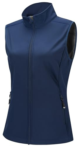 33,000ft Women's Softshell Gilets Waterproof Lightweight Running Gilets | Warm Fleece Lined Outerwear, Windproof Sleeveless Jackets, 4 Pockets Ladies Vests for Hiking, Dog Walking, Golf, Cycling