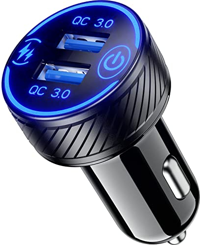 Thlevel Chargeur de Voiture Allume Cigare Double Port QC3.0 USB Rapide Adaptateur 36W 3A avec Interrupteur