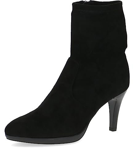 CAPRICE Damen Stiefeletten mit Absatz Memotion Elegant Trichterabsatz Weite G, Schwarz (Black Stretch), 39 EU