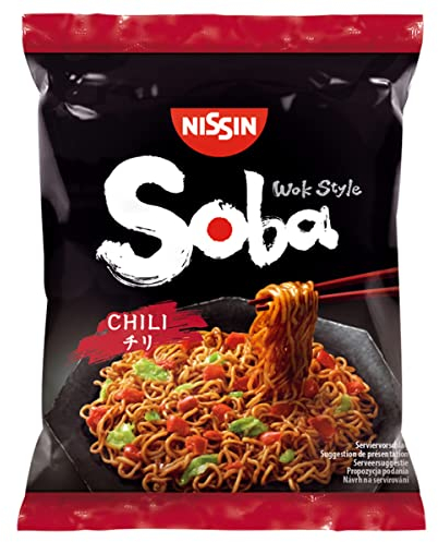 NISSIN Soba Wok Style Chilli Flavoured Instant Noodles, 111 g Packet (Pack of 9)