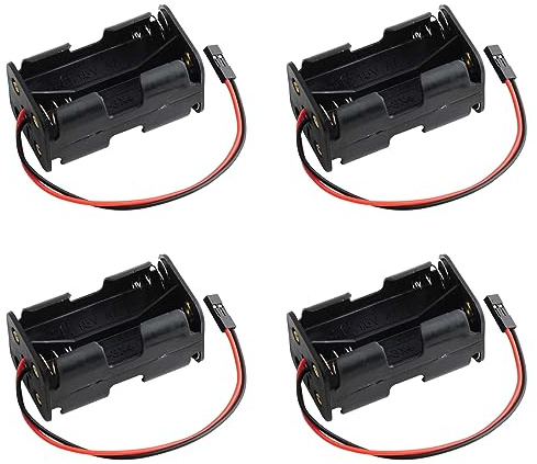 Geekstory 4 Cell 6 V AA batterihållare hölje med JR kontakt batteriskydd förvaringslåda för RC servo-testare gör-det-själv (förpackning med 4)