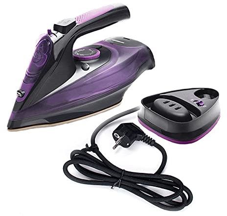 YIWENG Fer à repasser sans fil, fer à vapeur 2400W, fer à repasser à vapeur portatif léger pour vêtements, fer à vapeur domestique à semelle antiadhésive, fer anti-goutte, système de contrôle de la va