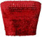 JIAHG Damen Glitzer Pailletten Crop Top Ärmellos Bandeau Sexy Trägerlos Tube Schulterfreies Bustier für Bauchtanz, Boho, Festival, Club, Kostüm (Rot)