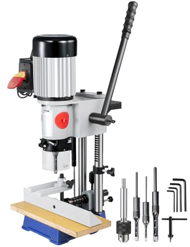 VEVOR Woodworking Mortise Machine, 3/4 HP 3400RPM Powermatic Mortiser With Chisel Bit Sets, Benchtop Mortising Machine, For Making Round Holes Square Holes, Or Special Square Holes In Wood