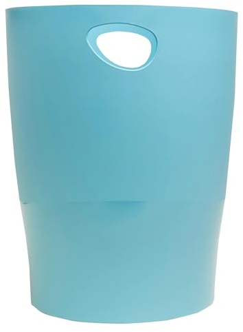 Exacompta - Ref 45391D - Box of 8 Waste Paper Bins with Handles ECOBIN Pop N'Co - Large Capacity 15 L - Dimensions 26.3 x 26.3 x 33.5 cm - Office or Home - Cyan