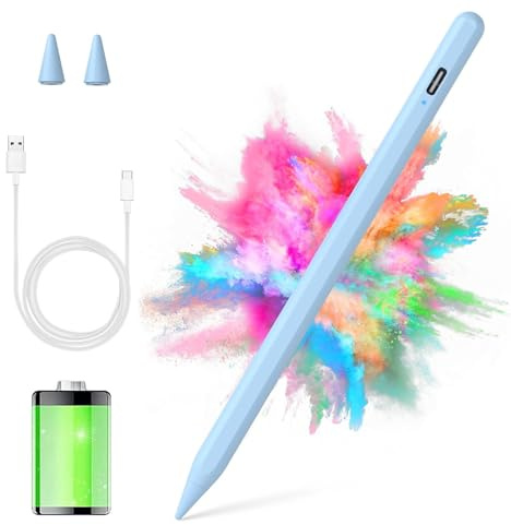 KARFUN Lápiz para tablet Android, lápiz capacitivo compatible con iPhone/Samsung/Huawei/Lenovo/XiaoMi. Precisión mejorada, 15 minutos de carga rápida y sensibilidad de inclinación Stylus (azul cielo)