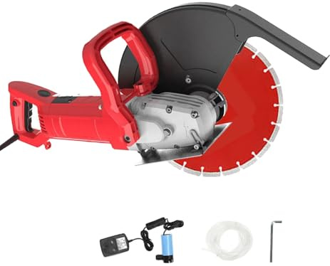Sege circolare elettrica per cemento, scanalatrice elettrica per muri a 4300 giri/min con pompa dell'acqua, profondità di taglio 110/135 mm, copertura protettiva regolabile(350mm)