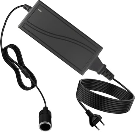 Adaptador de Corriente para Coche 100V-240V a 12V 5A 60W, Convertidor de Voltaje AC-DC con Enchufe de Encendedor de Cigarrillos, Transformador Rectificador para Nevera, Compresor, Aspiradora de Coche