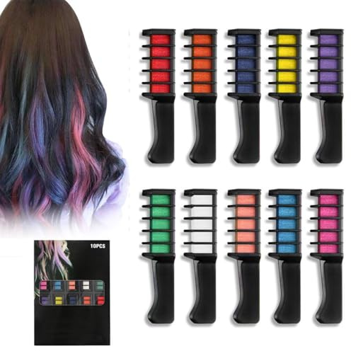 Peines con Tizas Colores para Cabello,2026 Tizas Avanzadas para Niñas,Tintes Lavables para Cabello,Cumpleaños,Navidad,Regalos de Cumpleaños Niñas,Tiza Temporal Lavable,No Tóxico (10 Colors)
