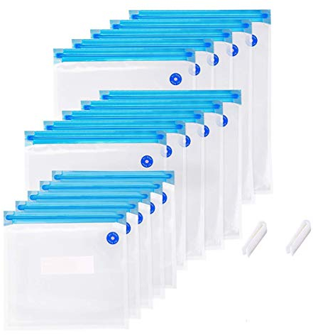 Vacuum Sealer Storage Bags, 15 PCS Reusable Vacuum Food Sealer Bags, 3 Sizes Sous Vide Bag Kit, BPA Free, Great for Vac Storage, Meal Prep or Sous Vide