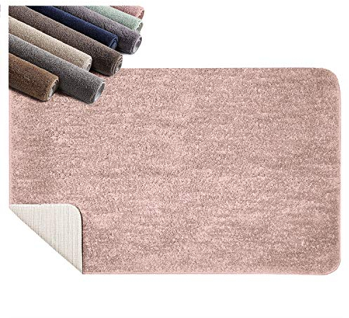 SCHEFFLER-Home Badezimmerteppich Altrosa 50x80 cm Badvorleger rutschfest waschbar hochwertige Badematte aus 100% Polyester extrem saugfähiger ultraweicher Badteppich