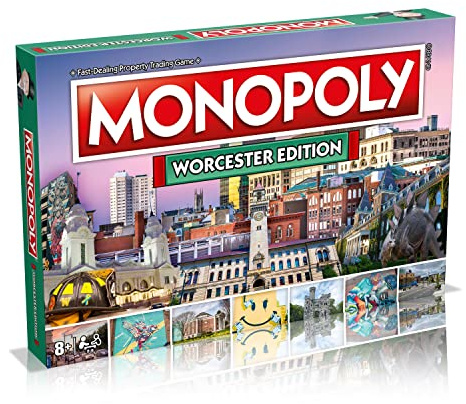 Monopoly Brettspiel Worcester Edition: 2-6 Spieler, Familien-Brettspiele für Kinder und Erwachsene ab 8 Jahren