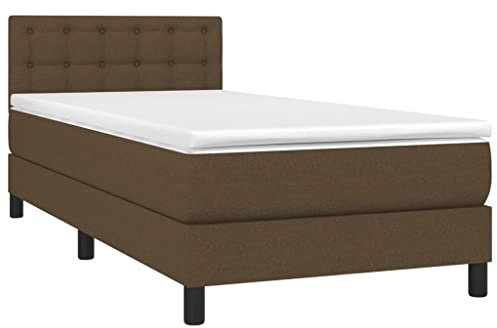 vidaXL Boxspringbett mit Matratze Bett Einzelbett Polsterbett Bettrahmen Lattenrost Bettgestell Hotelbett Schlafzimmerbett Dunkelbraun 100x200cm Stoff
