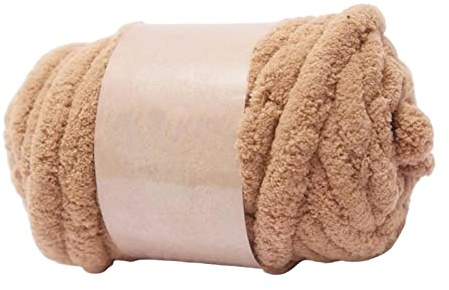 MagiDeal Thick Chunky Yarn Arm Knit Yarns Filling Handcrocheted Jumbo Tubular Yarn Bulky Yarns for Craft Knitted Blanket Pet Bed Sweaters, Khaki