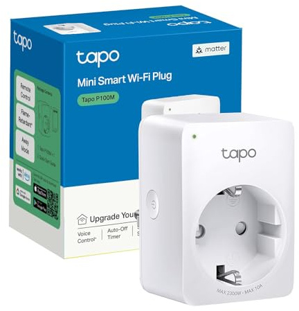 Tapo P100M – Mini enchufe inteligente Wi-Fi Matter, adecuado para programar, enlazar/desenlazar y ahorrar energía, requiere concentrador si es necesario, compatible con Alexa y Google Home