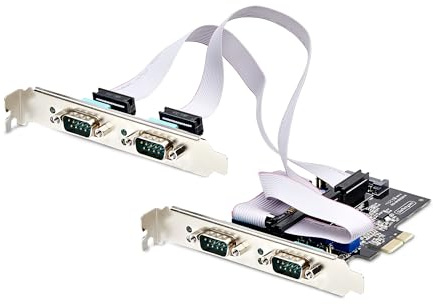 StarTech.com 4-Port Serial PCIe Card, Quad-Port PCI Express to RS232/RS422/RS485 DB9 Serial Card, Standard/Low-Profile Brackets, 16C1050 UART, ESD Protection, Windows/Linux (PS74ADF-SERIAL-CARD)