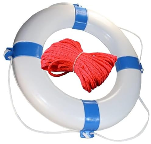 Rettungsring mit 30 Meter Wurfleine 57 * 34 cm weiß/blau
