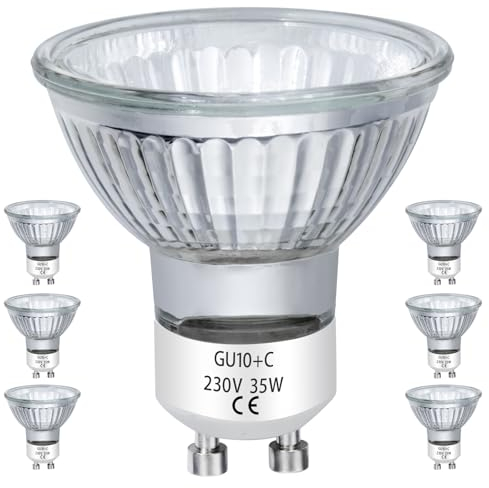 EKSAVE GU10 Halogen Birnen 35W 230V MR16 für Track, Einbau, Akzentbeleuchtung, Deckenleuchte, Dunstabzug, Dimmbar Warmweiß, Pack von 6