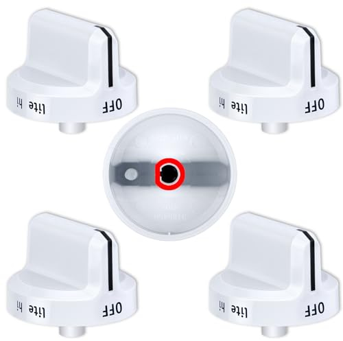 TURNEGOO Upgrade 316545007 Gas Stove Knobs，Cooktop Surface Burner Control Knobs White Replacements, Only Compatible with Frigidaire Gas Range/Oven/Stove Knobs (5 Pieces)