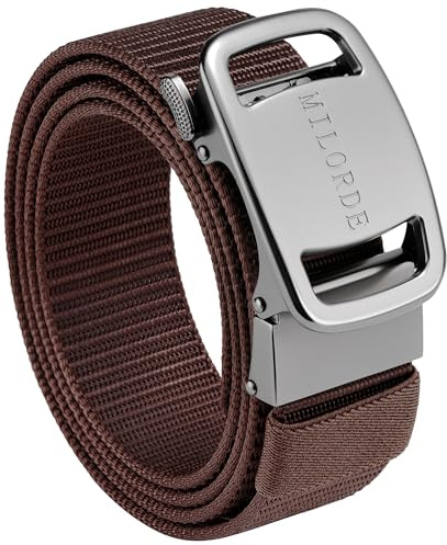 Milorde mäns spärrhakar nylonväv, 35 mm, taktiskt arbetsbälte med automatiskt spänne snabbfrigöring, helt justerbart, Tankbrun, 38-42”Waist Adjustable（120cm）