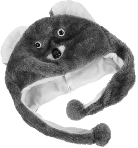 GALPADA Koala Carnival Hat for Children Adjustable Cap Cartoon Animal Design Party Prop Comfortable Material for Kids Cosplay Grey Woolen