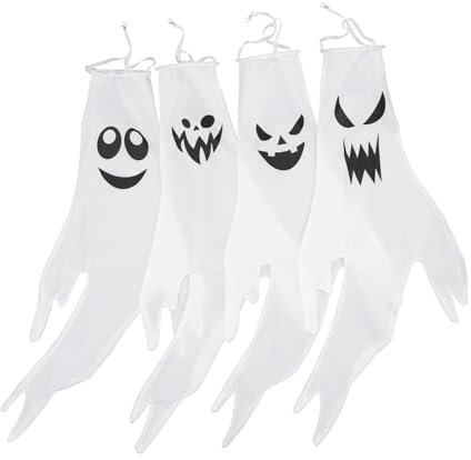 IWOWHERO 4piezas Banderines De Halloween Decoración De Fantasmas Colgante De Jardín Bandera De Viento Luminosa para Aumentar El Festivo