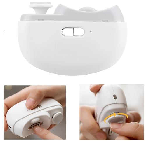 WYFCR 2 in 1 Coupe ongles automatique avec lumière, Meuleuse à ongles automatique à 2 vitesses,Lime à ongles électrique pour bébé, Lime à ongles portable à une touche pour Enfant(Blanc)