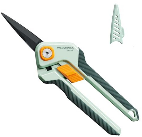 PrunePro Garden Scissors Pruning Shears Sharp Stainless Steel Non-Stick Teflon Coating Blade for Precise Cuts Garden Snip Bonsai Clippers for Plants Rose Flower